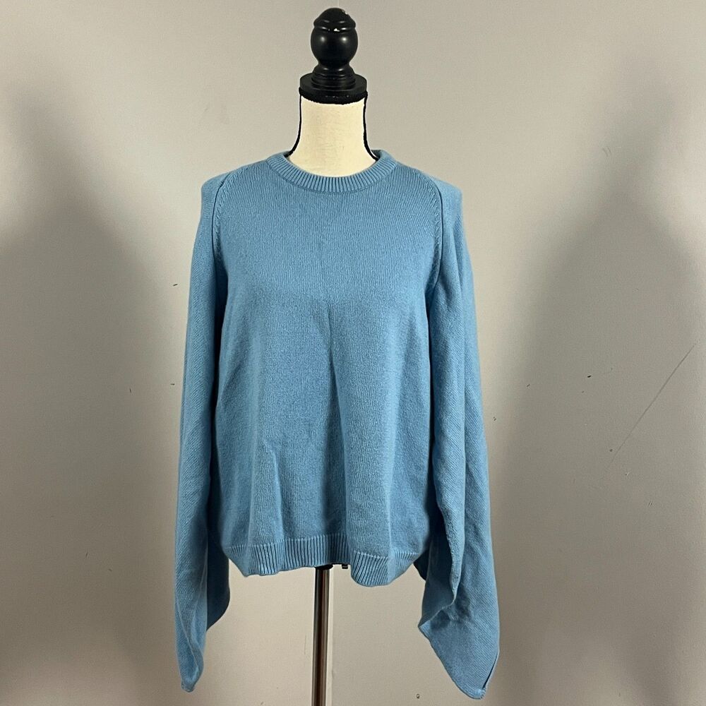 Knitss Zakopane Wool/Silk/Cashmere Drape Sleeve Blue Sweater Women's Large